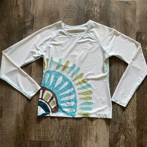 Athleta rash guard long sleeve white blue